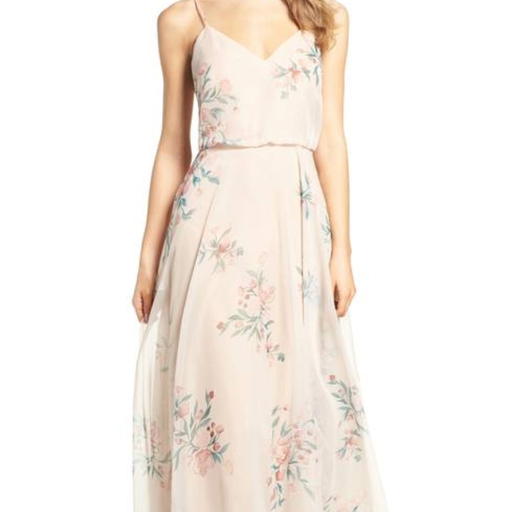 Jenny Yoo Inesse V-Neck Chiffon Gown